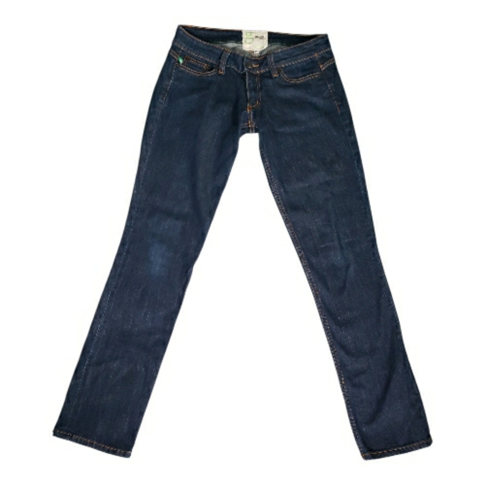 Grass Los Angeles Low Rise Jeans Slim Leg Dark Wash 27 Made In USA Boho Retro